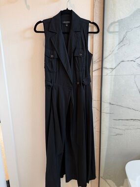 Banana Republic Black Sleeveless Midi Trench Dress